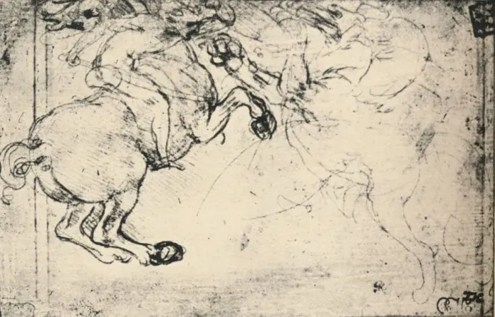 Framed Print : Fight Between a Horseman and a Griffin, c1480 (1945). Artist: Leonardo da Vinci Framed Print : Fight Between a Horseman and a Griffin, c1480 (1945). Artist: Leonardo da Vinci