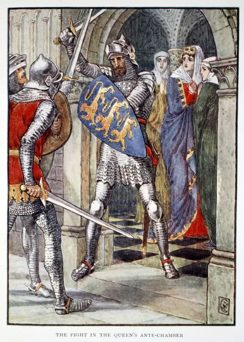 Framed Print : The Fight in the Queens Ante-Chamber, 1911 Framed Print : The Fight in the Queens Ante-Chamber, 1911