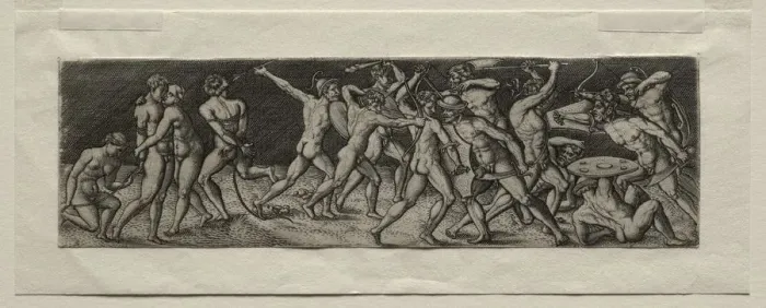 Framed Print : Fight between Eleven Warriors. Creator: Allaert Claesz (Netherlandish, fl. 1508-1534)