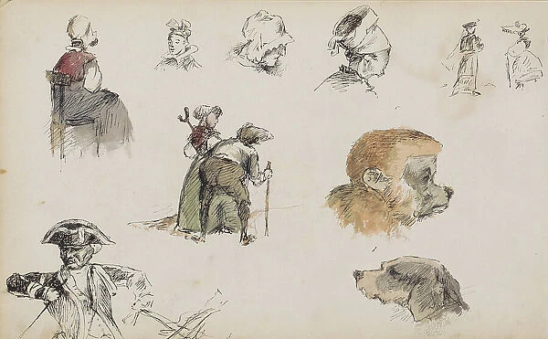 Figure and animal studies, 1880. Creator: Marius Bauer