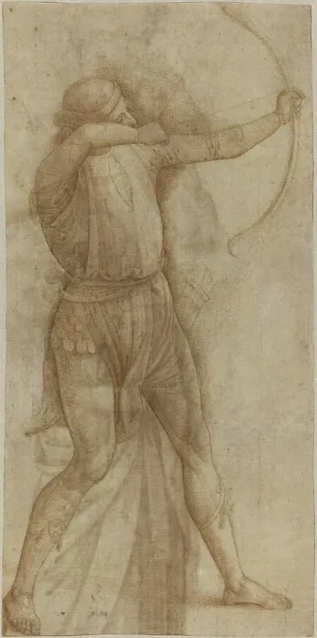 Framed Print : Figure of an Archer [recto], c. 1500. Creator: Perugino