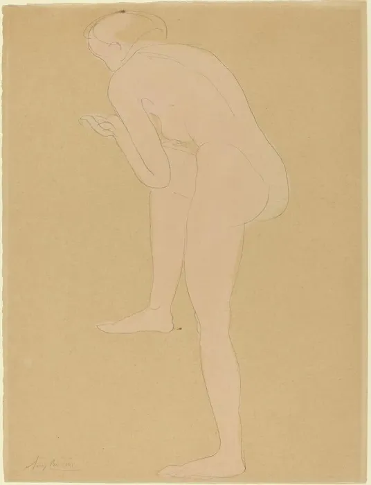 Framed Print : Figure Bending Forward with Right Knee Raised. Creator: Auguste Rodin Framed Print : Figure Bending Forward with Right Knee Raised. Creator: Auguste Rodin