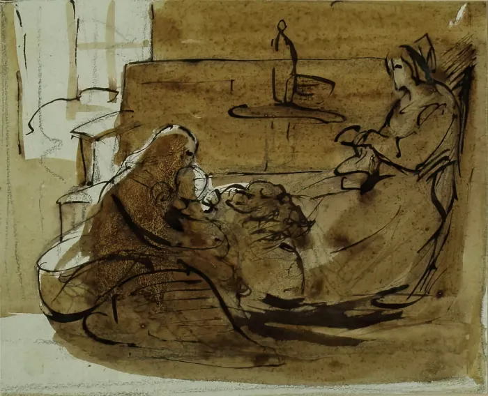 Framed Print : Figure Composition - Cottage Interior, c1830s, Creator: John Phillip Framed Print : Figure Composition - Cottage Interior, c1830s, Creator: John Phillip