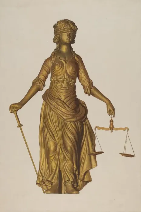 Framed Print : Figure of Justice, c. 1937. Creator: Elizabeth Moutal Framed Print : Figure of Justice, c. 1937. Creator: Elizabeth Moutal