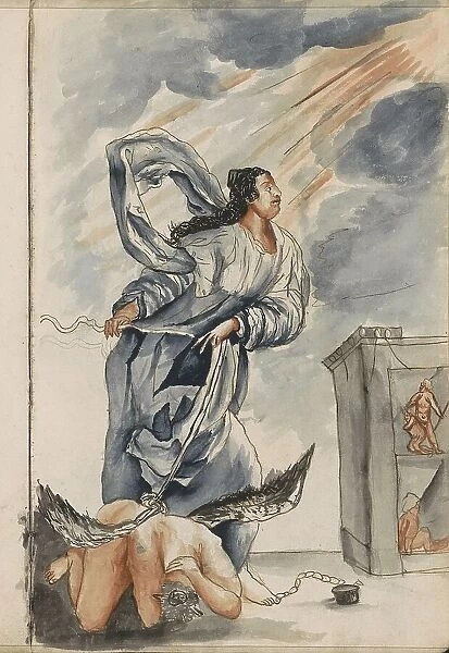 Figure in a long robe with a chained angel, 1696. Creator: Hendrick van Beaumont