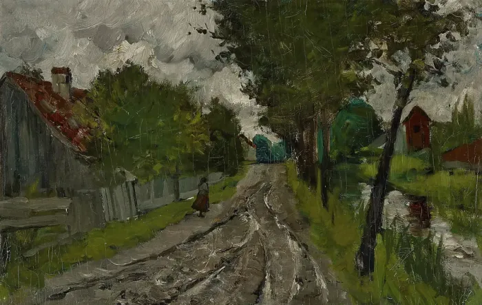Framed Print : Figure on the Road, date unknown. Creator: Joseph Frank Currier Framed Print : Figure on the Road, date unknown. Creator: Joseph Frank Currier