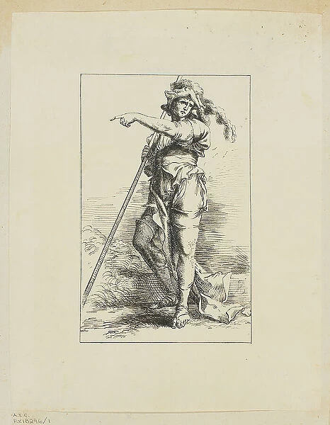 Figure with Staff Pointing, n.d. Creator: Unknown