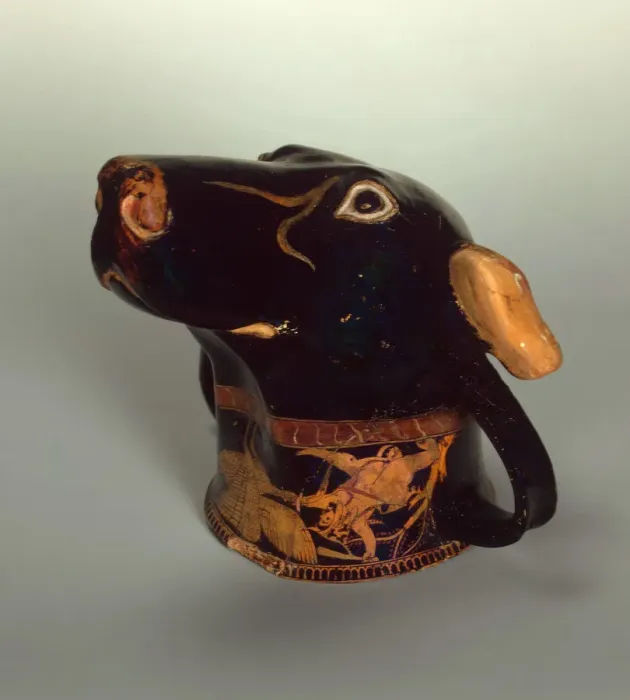 Framed Print : Figure Vessel in the Shape of a Dog Head, c. 490 BC. Creator: Art of Ancient Rome, Attican Art Framed Print : Figure Vessel in the Shape of a Dog Head, c. 490 BC. Creator: Art of Ancient Rome, Attican Art
