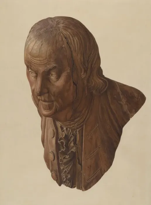 Framed Print : Figurehead: Benjamin Franklin, 1935  /  1942. Creator: Unknown