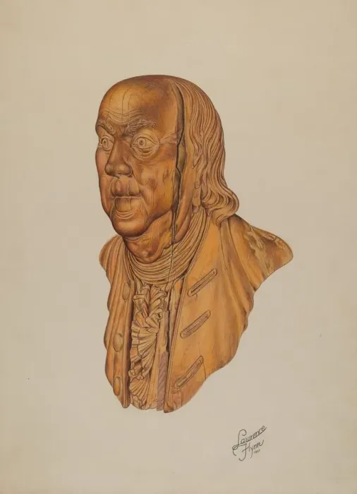 Framed Print : Figurehead: Benjamin Franklin, 1937. Creator: Lawrence Flynn Framed Print : Figurehead: Benjamin Franklin, 1937. Creator: Lawrence Flynn