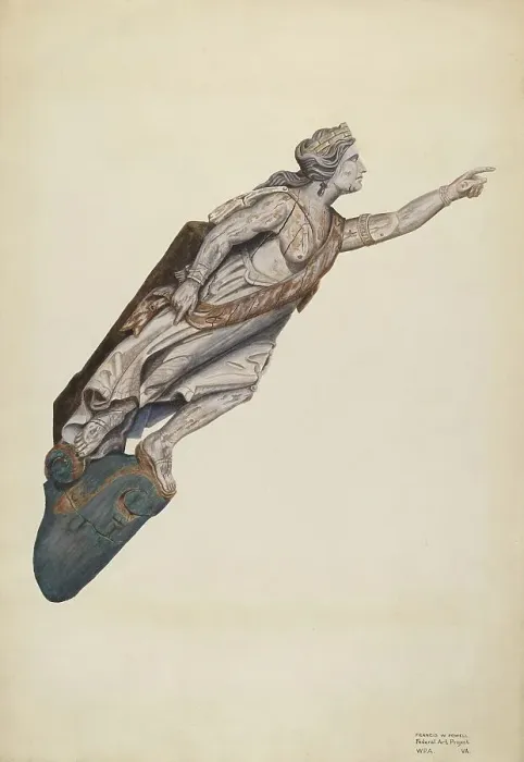 Framed Print : Figurehead, c. 1938. Creator: F. W. Powell Framed Print : Figurehead, c. 1938. Creator: F. W. Powell
