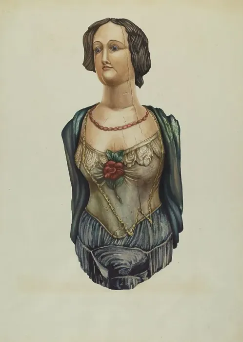 Framed Print : Figurehead: Emma, c. 1938. Creator: Molly Bodenstein. Figurehead: Emma, c. 1938. Creator: Molly Bodenstein Framed Print : Figurehead: Emma, c. 1938. Creator: Molly Bodenstein. Figurehead: Emma, c. 1938. Creator: Molly Bodenstein