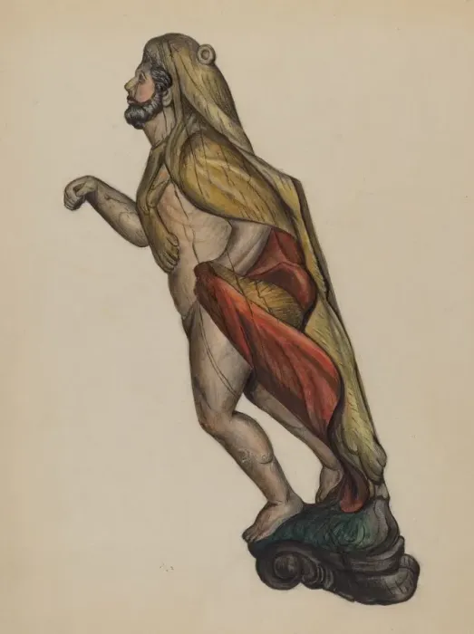 Framed Print : Figurehead: Hercules, c. 1937. Creator: Virginia Richards Framed Print : Figurehead: Hercules, c. 1937. Creator: Virginia Richards