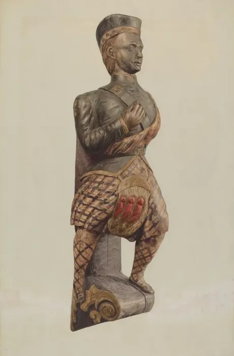 Framed Print : Figurehead: The Highlander, c. 1937. Creator: Ingrid Selmer-Larsen Framed Print : Figurehead: The Highlander, c. 1937. Creator: Ingrid Selmer-Larsen