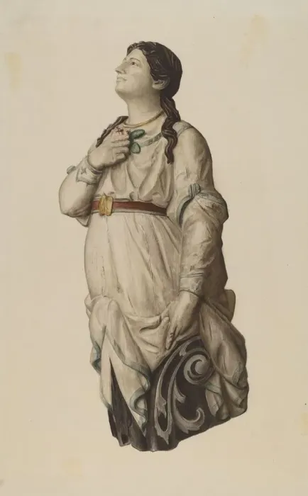Framed Print : Figurehead from Julia Lawrence, 1935 / 1942. Creator: Rosamond P Gray Framed Print : Figurehead from Julia Lawrence, 1935 / 1942. Creator: Rosamond P Gray