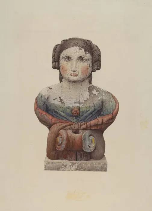 Framed Print : Figurehead from the Lady Clinton, c. 1938. Creator: Robert Pohle Framed Print : Figurehead from the Lady Clinton, c. 1938. Creator: Robert Pohle