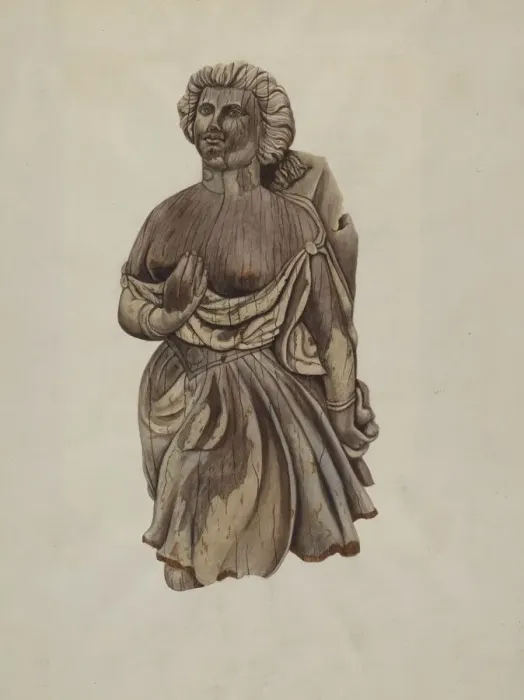 Framed Print : Figurehead Martha, c. 1938. Creator: Mary E Humes Framed Print : Figurehead Martha, c. 1938. Creator: Mary E Humes