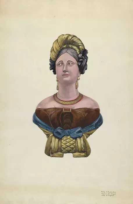 Framed Print : Figurehead for Ship Marcia Allen, c. 1938. Creator: Molly Bodenstein. Figurehead for Ship Marcia Allen, c. 1938. Creator: Molly Bodenstein Framed Print : Figurehead for Ship Marcia Allen, c. 1938. Creator: Molly Bodenstein. Figurehead for Ship Marcia Allen, c. 1938. Creator: Molly Bodenstein