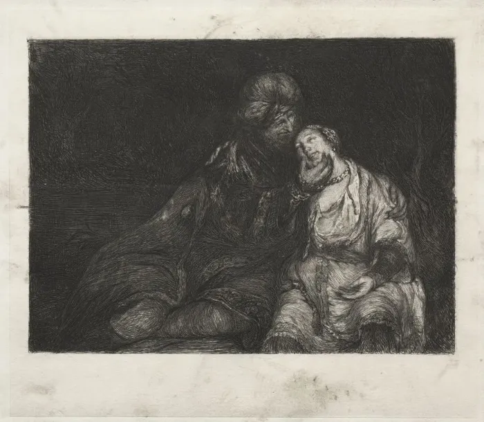 Framed Print : Two Figures, 1800s. Creator: Unknown Framed Print : Two Figures, 1800s. Creator: Unknown