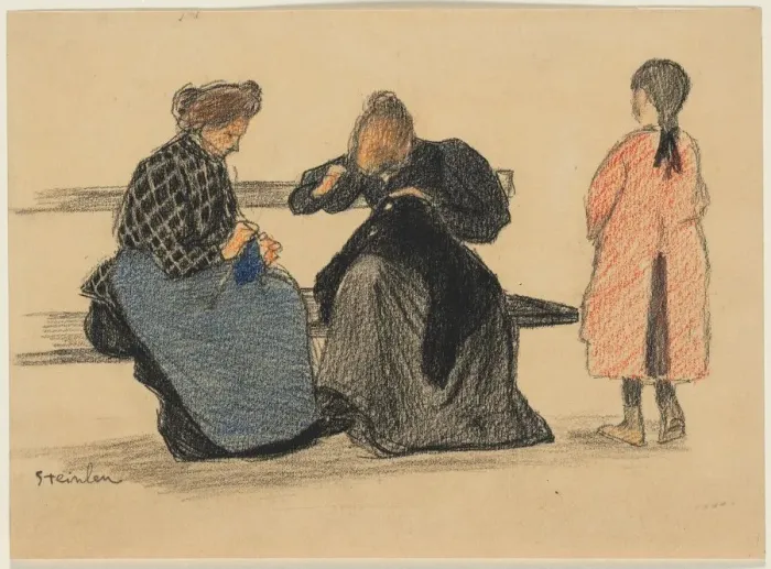 Framed Print : Three Figures, 1900s. Creator: Theophile Alexandre Steinlen (Swiss, 1859-1923) Framed Print : Three Figures, 1900s. Creator: Theophile Alexandre Steinlen (Swiss, 1859-1923)