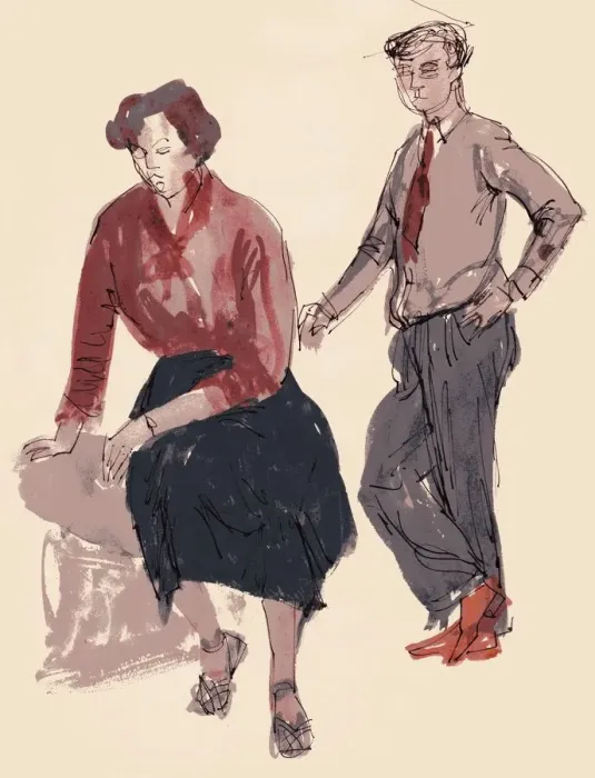 Framed Print : Two figures, 1953. Creator: Shirley Markham Framed Print : Two figures, 1953. Creator: Shirley Markham