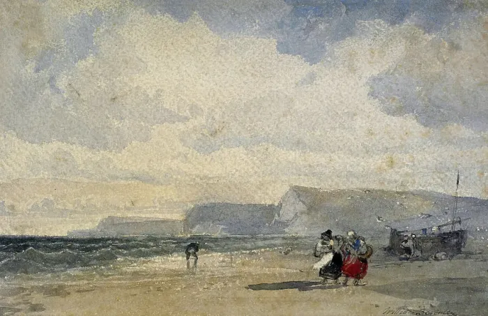 Framed Print : Figures on beach, c1840-1880. Creator: William Roxby Beverley Framed Print : Figures on beach, c1840-1880. Creator: William Roxby Beverley