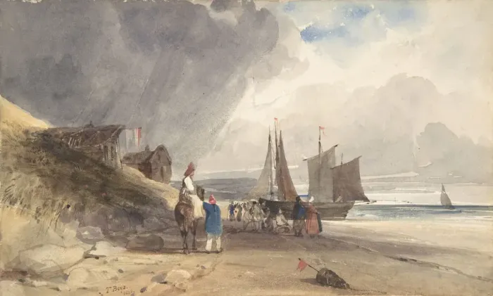 Framed Print : Figures on a Beach, Northern France, 1830. Creator: Thomas Shotter Boys Framed Print : Figures on a Beach, Northern France, 1830. Creator: Thomas Shotter Boys