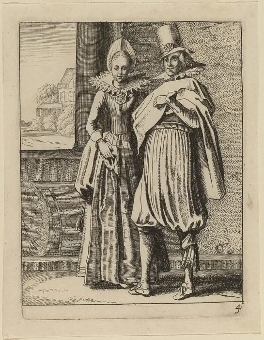 Framed Print : Two Figures in Costume. Creator: Jan van de Velde II Framed Print : Two Figures in Costume. Creator: Jan van de Velde II