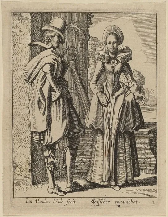 Framed Print : Two Figures in Costume. Creator: Jan van de Velde II Framed Print : Two Figures in Costume. Creator: Jan van de Velde II