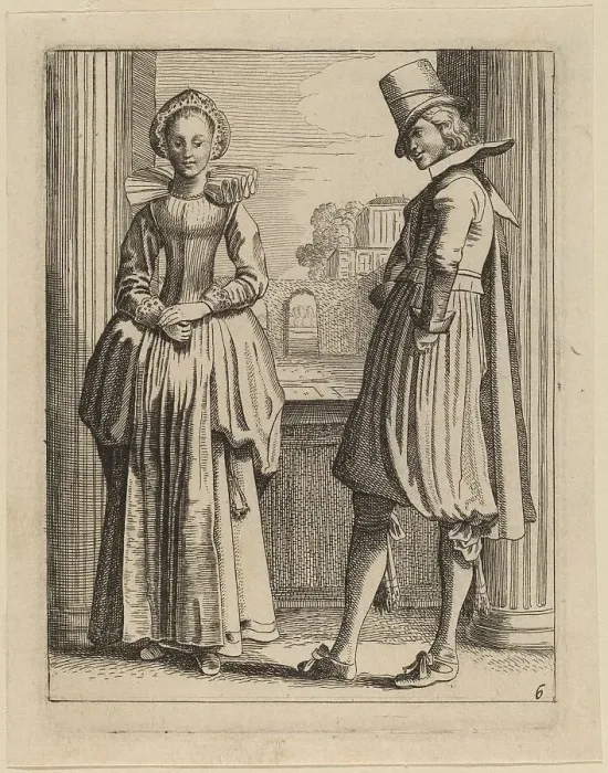 Framed Print : Two Figures in Costume. Creator: Jan van de Velde II Framed Print : Two Figures in Costume. Creator: Jan van de Velde II