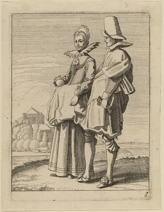 Framed Print : Two Figures in Costume. Creator: Jan van de Velde II Framed Print : Two Figures in Costume. Creator: Jan van de Velde II