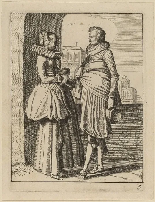 Framed Print : Two Figures in Costume. Creator: Jan van de Velde II Framed Print : Two Figures in Costume. Creator: Jan van de Velde II