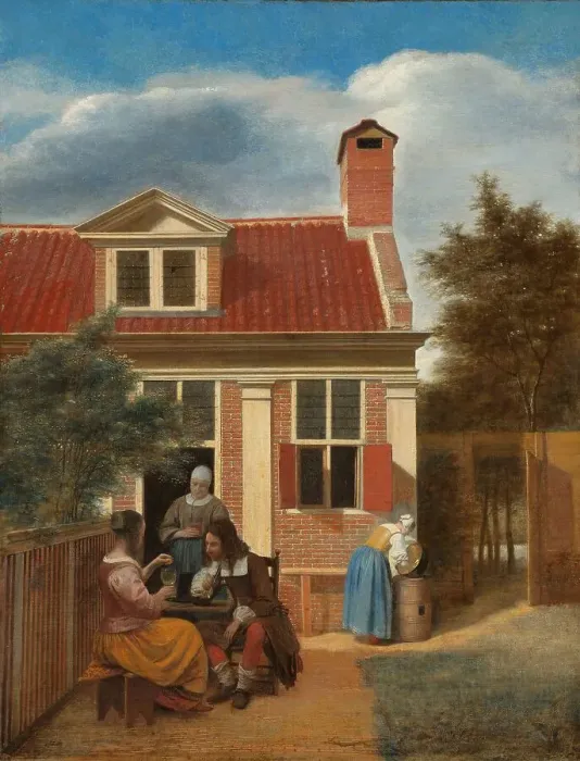 Framed Print : Figures in a Courtyard behind a House, c.1663-c.1665. Creator: Pieter de Hooch Framed Print : Figures in a Courtyard behind a House, c.1663-c.1665. Creator: Pieter de Hooch
