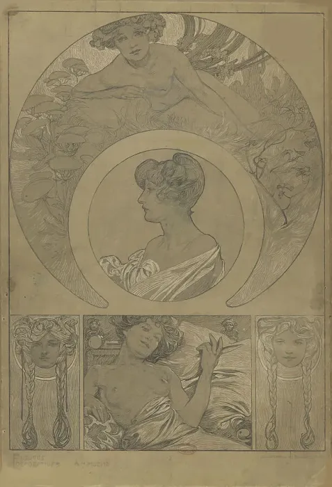 Framed Print : Figures décoratives, 1902. Creator: Mucha, Alfons Marie (1860-1939) Framed Print : Figures décoratives, 1902. Creator: Mucha, Alfons Marie (1860-1939)