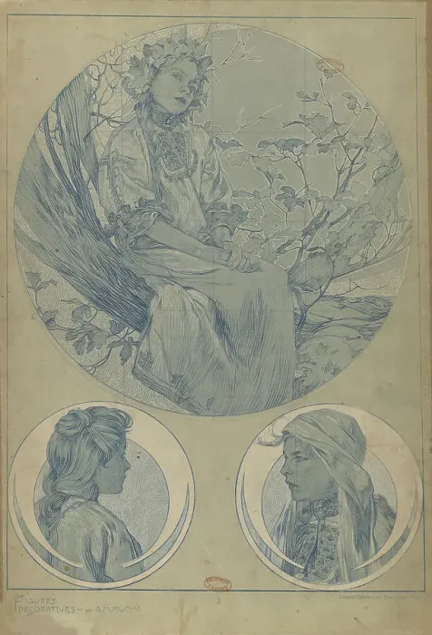 Framed Print : Figures décoratives, 1902. Creator: Mucha, Alfons Marie (1860-1939) Framed Print : Figures décoratives, 1902. Creator: Mucha, Alfons Marie (1860-1939)