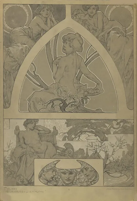 Framed Print : Figures décoratives, 1902. Creator: Mucha, Alfons Marie (1860-1939) Framed Print : Figures décoratives, 1902. Creator: Mucha, Alfons Marie (1860-1939)