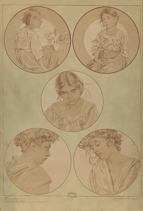 Framed Print : Figures décoratives, 1902. Creator: Mucha, Alfons Marie (1860-1939) Framed Print : Figures décoratives, 1902. Creator: Mucha, Alfons Marie (1860-1939)