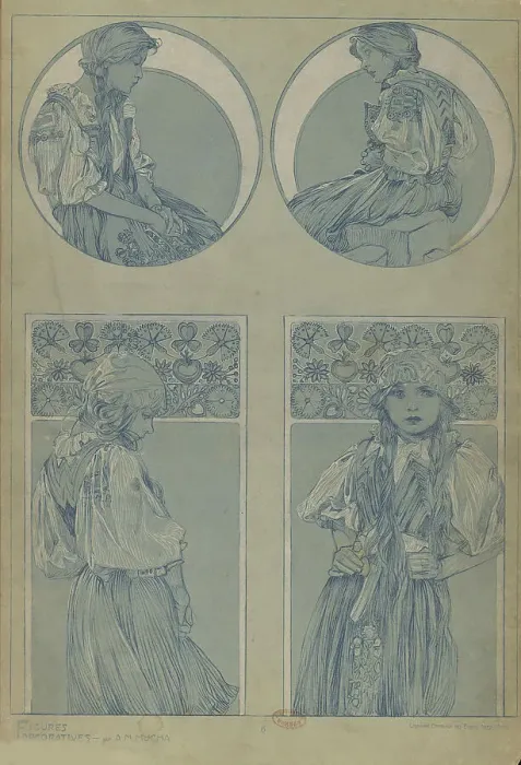 Framed Print : Figures décoratives, 1902. Creator: Mucha, Alfons Marie (1860-1939) Framed Print : Figures décoratives, 1902. Creator: Mucha, Alfons Marie (1860-1939)