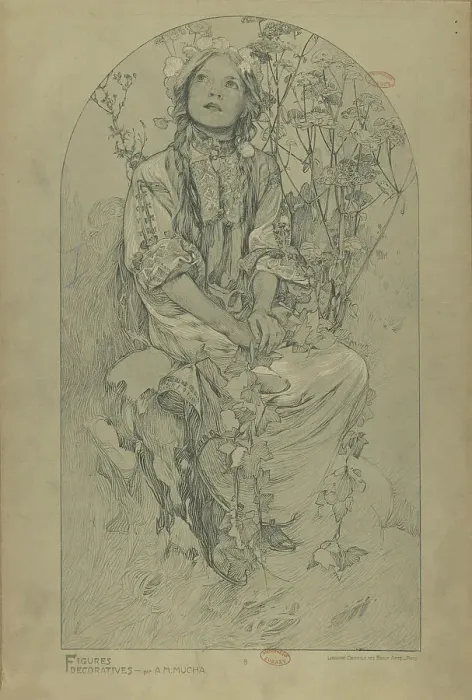 Framed Print : Figures décoratives, 1902. Creator: Mucha, Alfons Marie (1860-1939) Framed Print : Figures décoratives, 1902. Creator: Mucha, Alfons Marie (1860-1939)