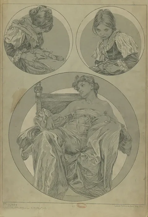 Framed Print : Figures décoratives, 1902. Creator: Mucha, Alfons Marie (1860-1939) Framed Print : Figures décoratives, 1902. Creator: Mucha, Alfons Marie (1860-1939)