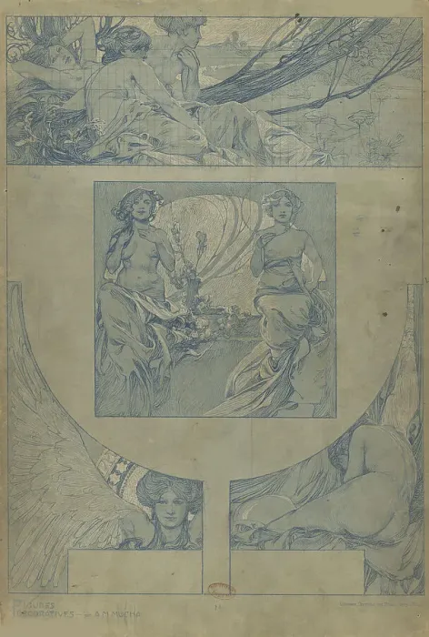 Framed Print : Figures décoratives, 1902. Creator: Mucha, Alfons Marie (1860-1939) Framed Print : Figures décoratives, 1902. Creator: Mucha, Alfons Marie (1860-1939)