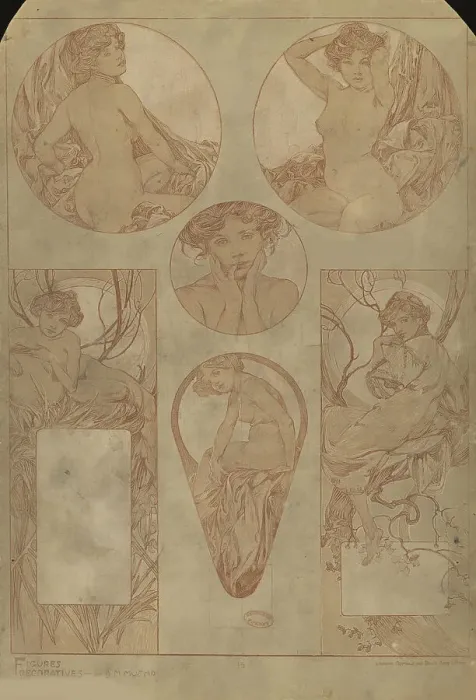 Framed Print : Figures décoratives, 1902. Creator: Mucha, Alfons Marie (1860-1939) Framed Print : Figures décoratives, 1902. Creator: Mucha, Alfons Marie (1860-1939)