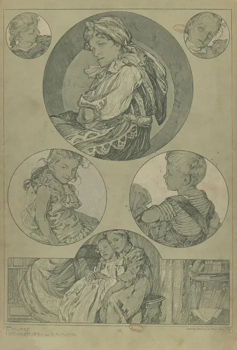 Framed Print : Figures décoratives, 1902. Creator: Mucha, Alfons Marie (1860-1939) Framed Print : Figures décoratives, 1902. Creator: Mucha, Alfons Marie (1860-1939)