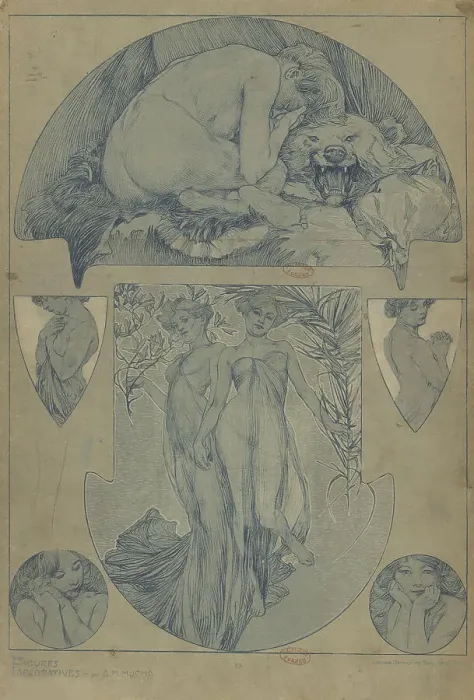 Framed Print : Figures décoratives, 1902. Creator: Mucha, Alfons Marie (1860-1939) Framed Print : Figures décoratives, 1902. Creator: Mucha, Alfons Marie (1860-1939)