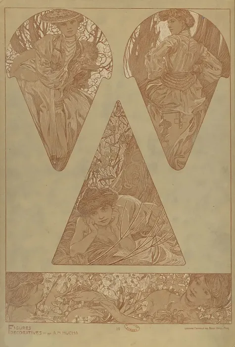 Framed Print : Figures décoratives, 1902. Creator: Mucha, Alfons Marie (1860-1939) Framed Print : Figures décoratives, 1902. Creator: Mucha, Alfons Marie (1860-1939)