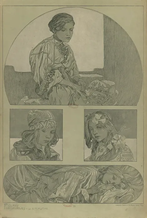 Framed Print : Figures décoratives, 1902. Creator: Mucha, Alfons Marie (1860-1939) Framed Print : Figures décoratives, 1902. Creator: Mucha, Alfons Marie (1860-1939)