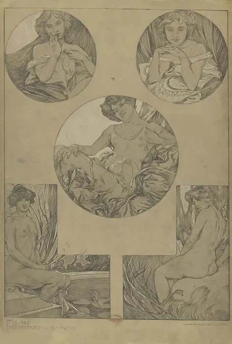 Framed Print : Figures décoratives, 1902. Creator: Mucha, Alfons Marie (1860-1939) Framed Print : Figures décoratives, 1902. Creator: Mucha, Alfons Marie (1860-1939)