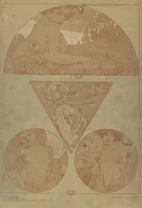Framed Print : Figures décoratives, 1902. Creator: Mucha, Alfons Marie (1860-1939) Framed Print : Figures décoratives, 1902. Creator: Mucha, Alfons Marie (1860-1939)