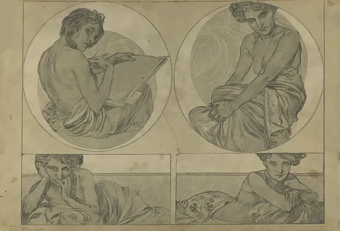 Framed Print : Figures décoratives, 1902. Creator: Mucha, Alfons Marie (1860-1939) Framed Print : Figures décoratives, 1902. Creator: Mucha, Alfons Marie (1860-1939)