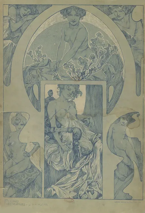 Framed Print : Figures décoratives, 1902. Creator: Mucha, Alfons Marie (1860-1939) Framed Print : Figures décoratives, 1902. Creator: Mucha, Alfons Marie (1860-1939)